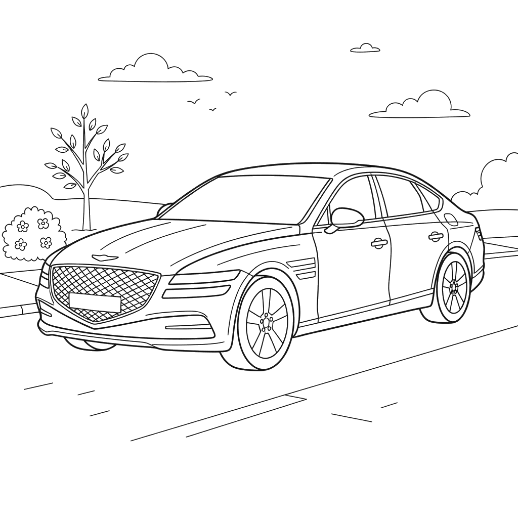 Genesis G80 Luxusauto Ausmalbild