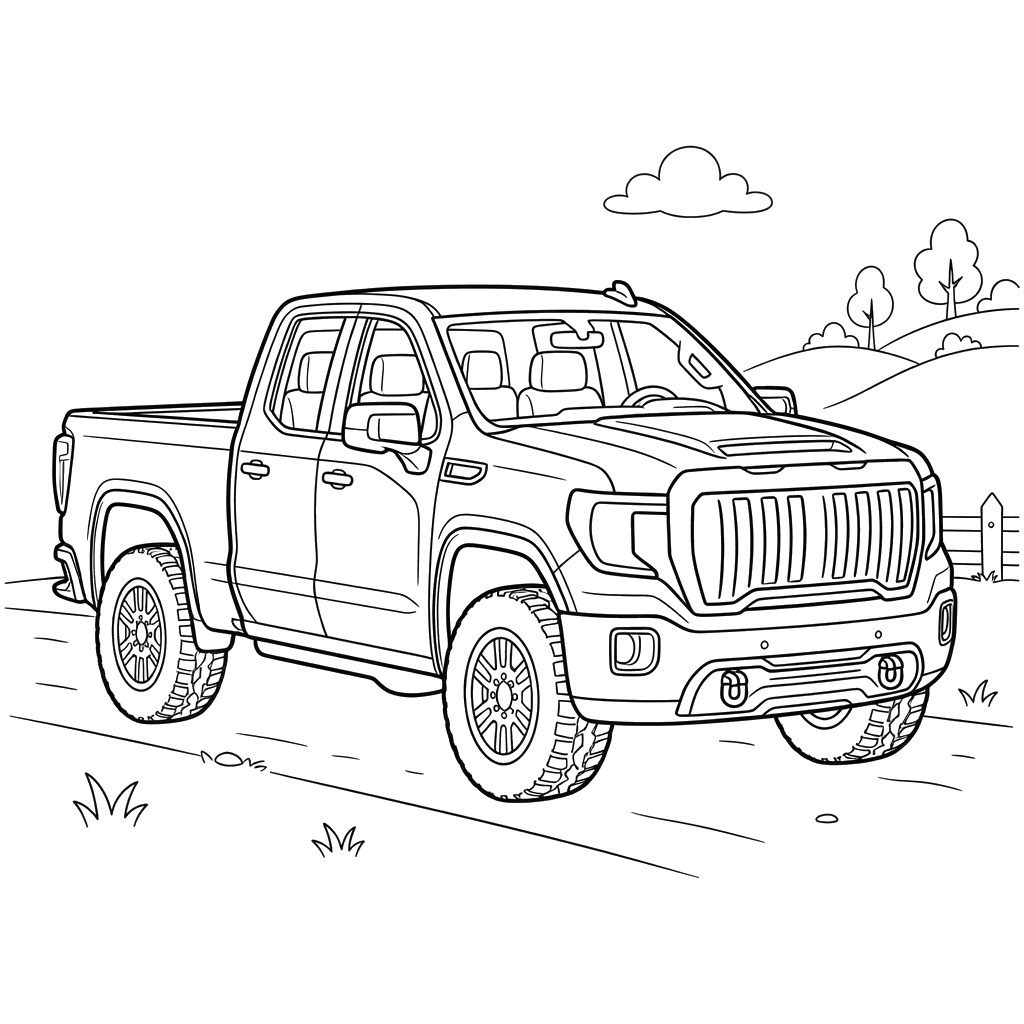 Coloriage de camion GMC Sierra
