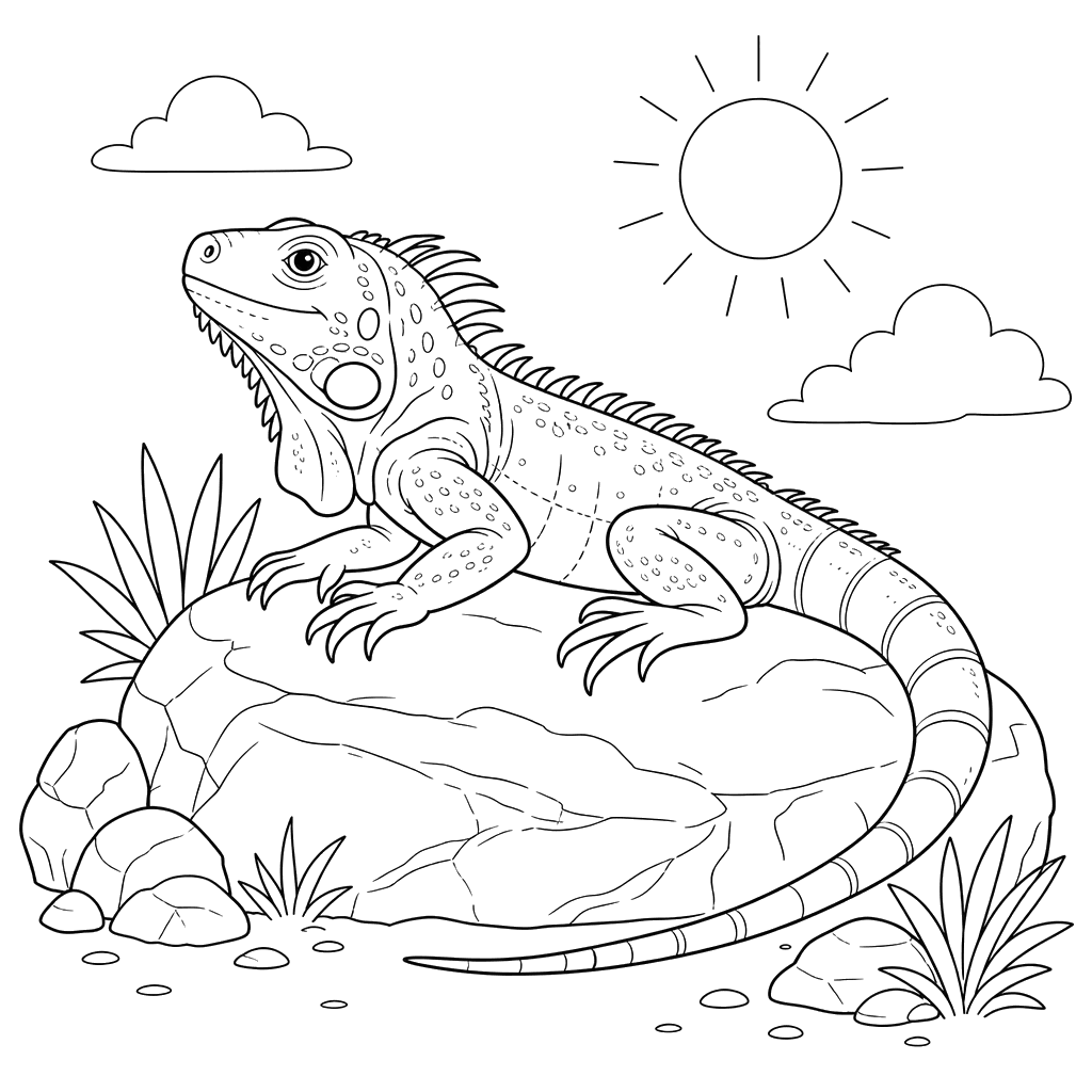 Leguan sonnt sich auf einem Stein