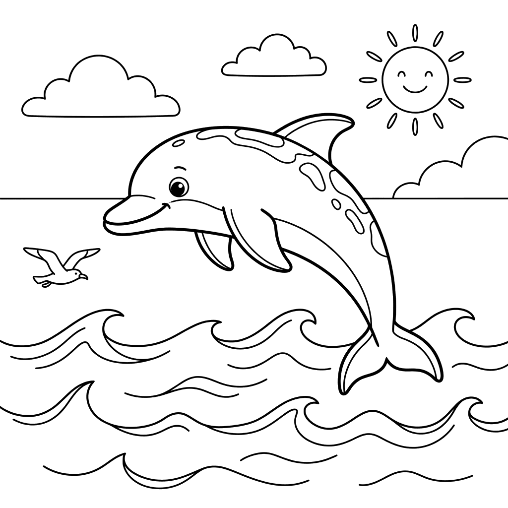 Springender Delfin Ausmalbild