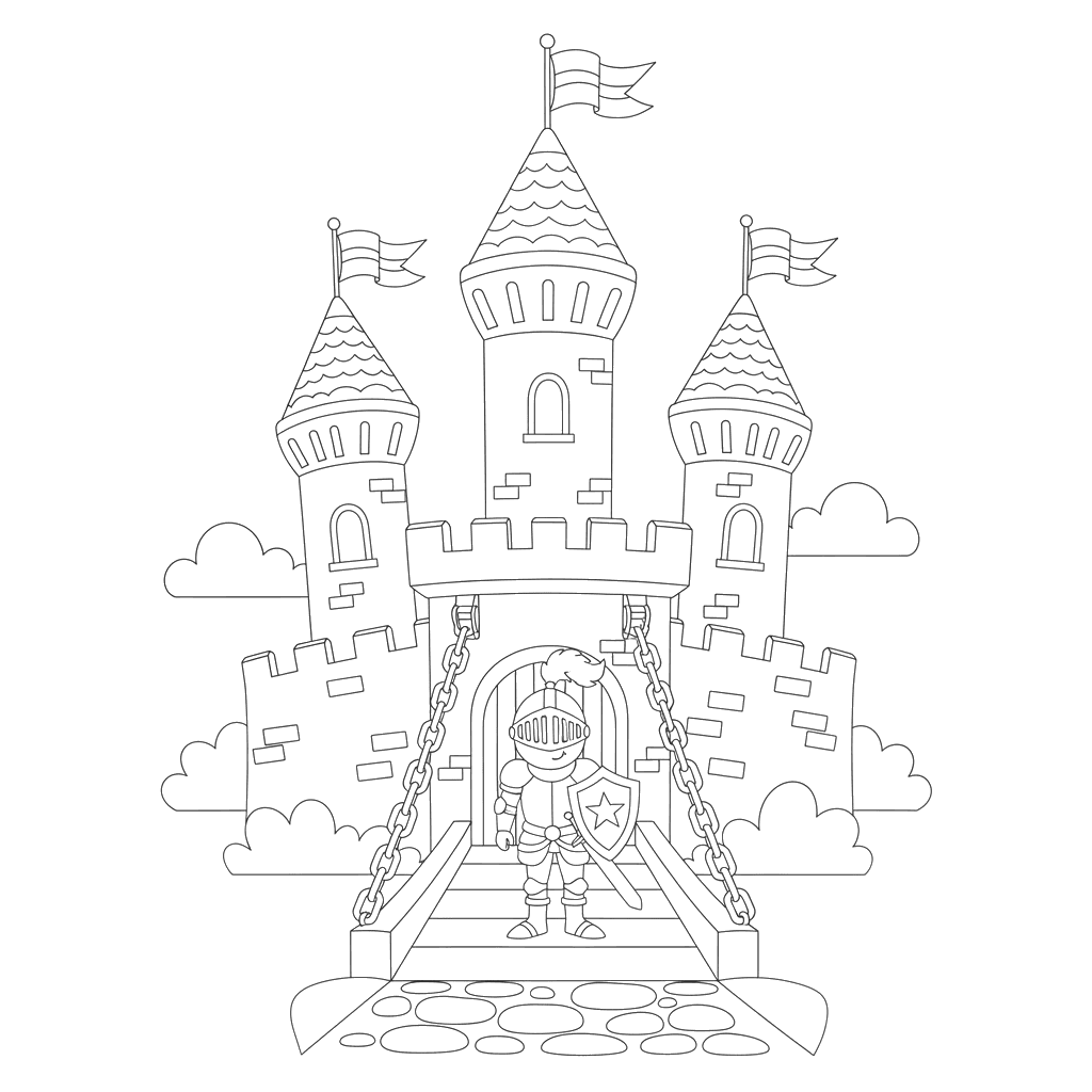 Dibujo para colorear Castillo de Caballero