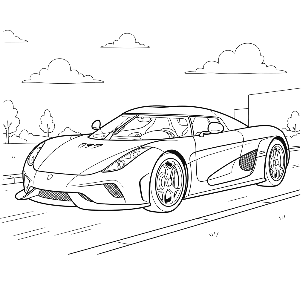 Koenigsegg Regera (2016) Auto Ausmalbild für Kinder