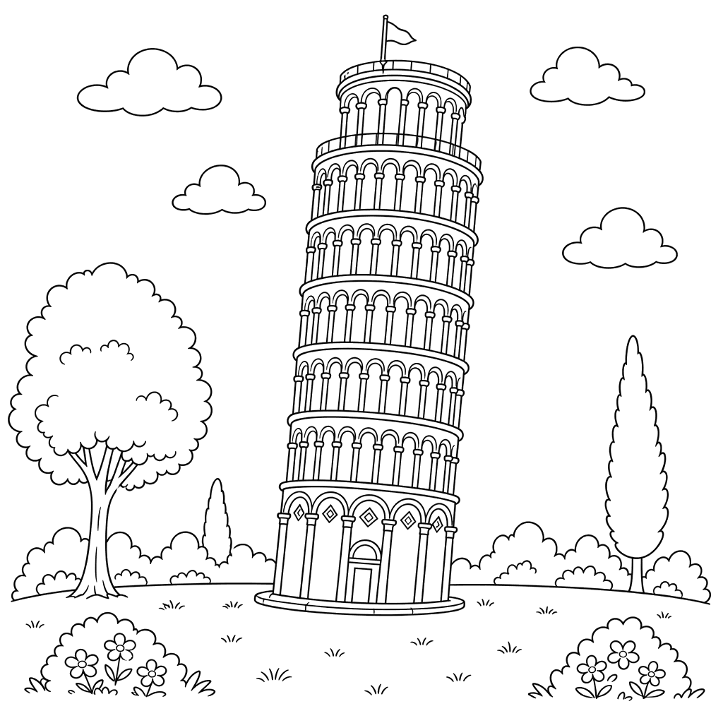 Coloriage Tour de Pise