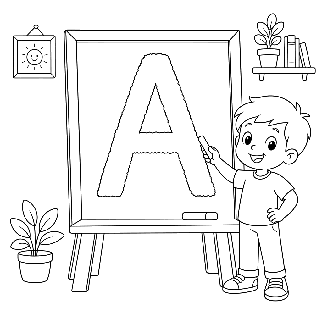 Lettre A sur le tableau