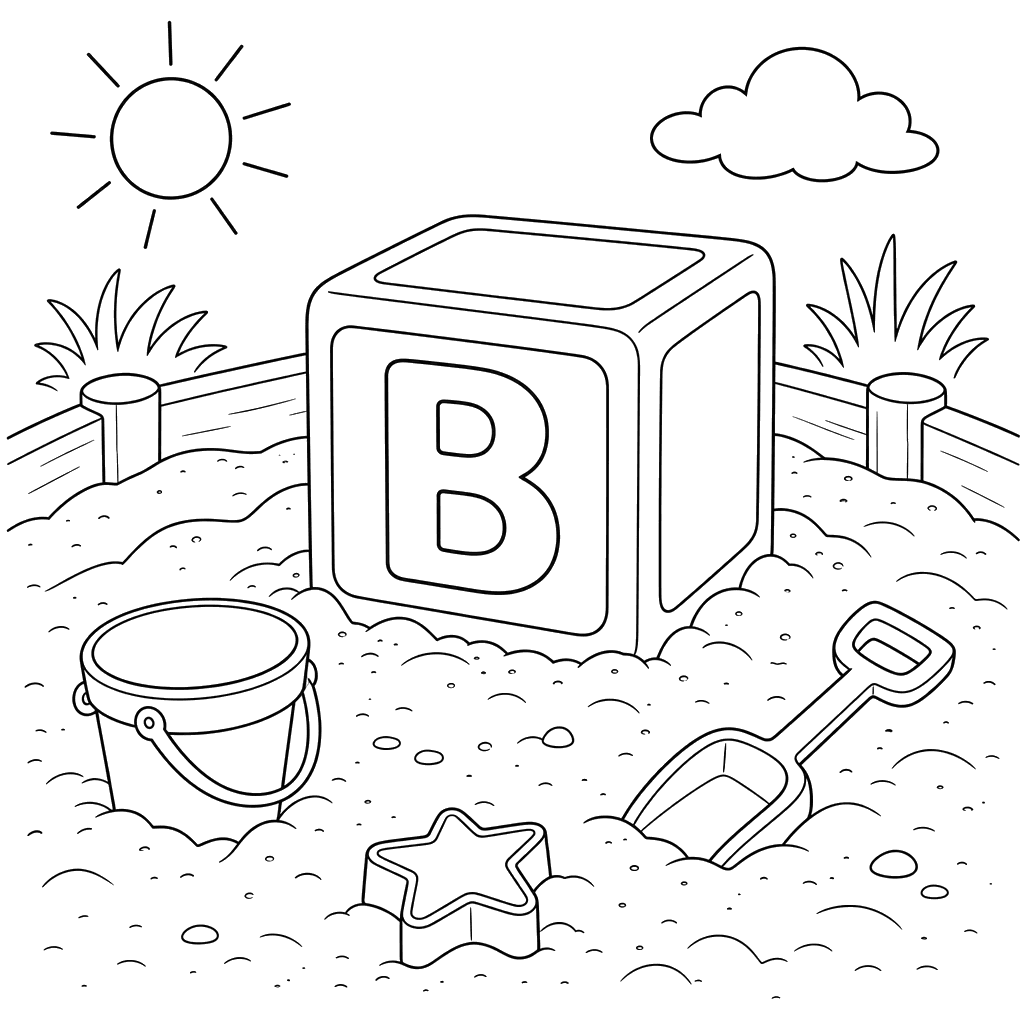 Dibujo para colorear de Cubo con la Letra B