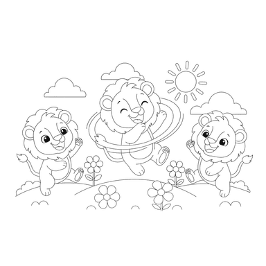 Dibujo para Colorear: Cachorro de León Juguetón
