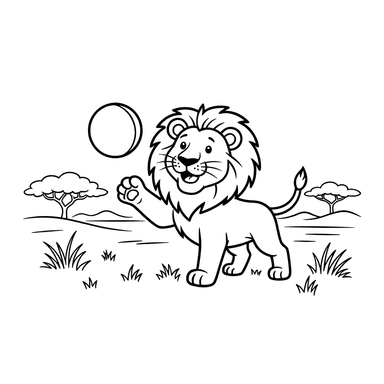 Löwe spielt mit Ball