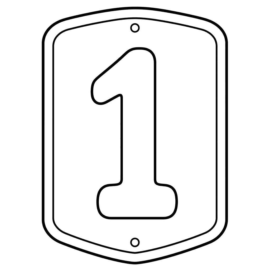 Número 1 na placa