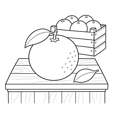Laranja na banca — página para colorir