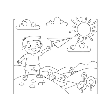 Enfant lançant un avion en papier