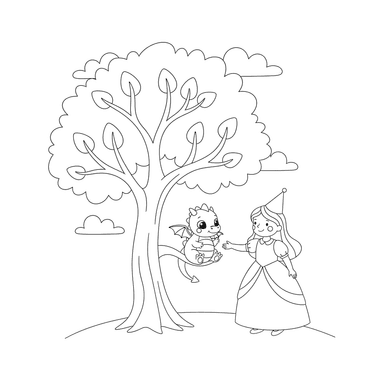Prinzessin Rettet Drachen Ausmalbild