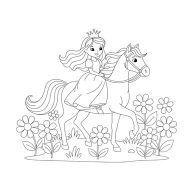 Prinzessin auf Weißem Pferd Ausmalbild