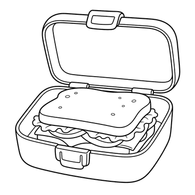 Sanduíche na lancheira — desenho para colorir
