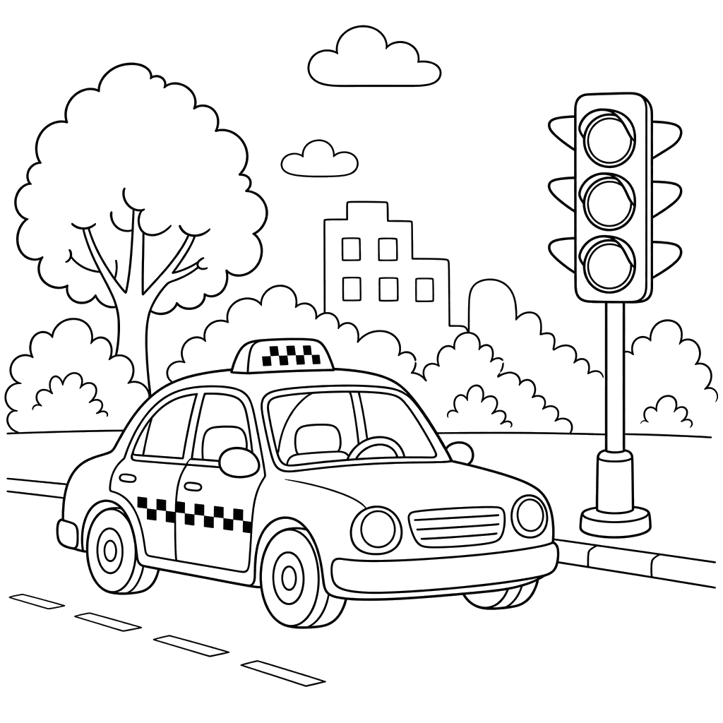 Taxi au feu rouge