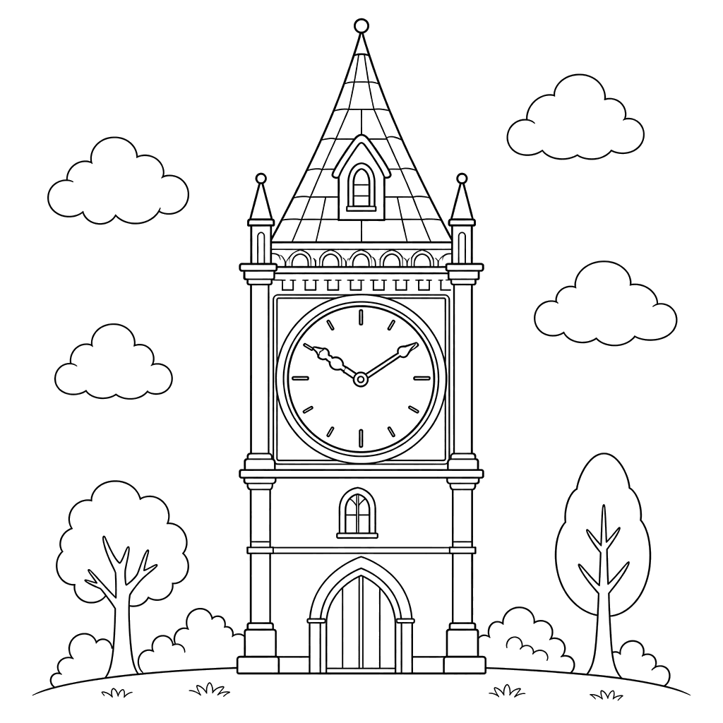 Dibujo de Reloj de la Torre para colorear