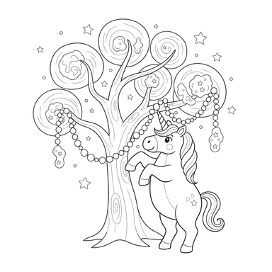 Dibujo para Colorear Unicornio Decorando para Fiesta Estelar