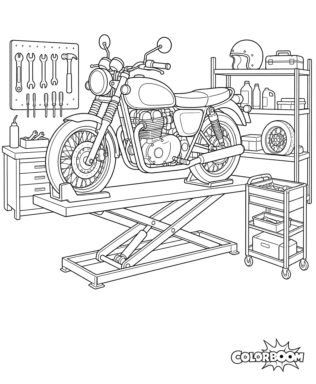 Moto dans l'atelier